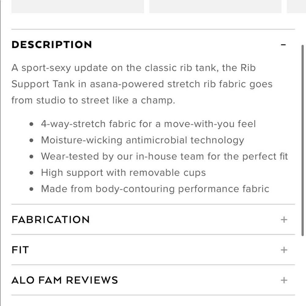 Alo Rib Support Tank XS - Picture 3 of 6